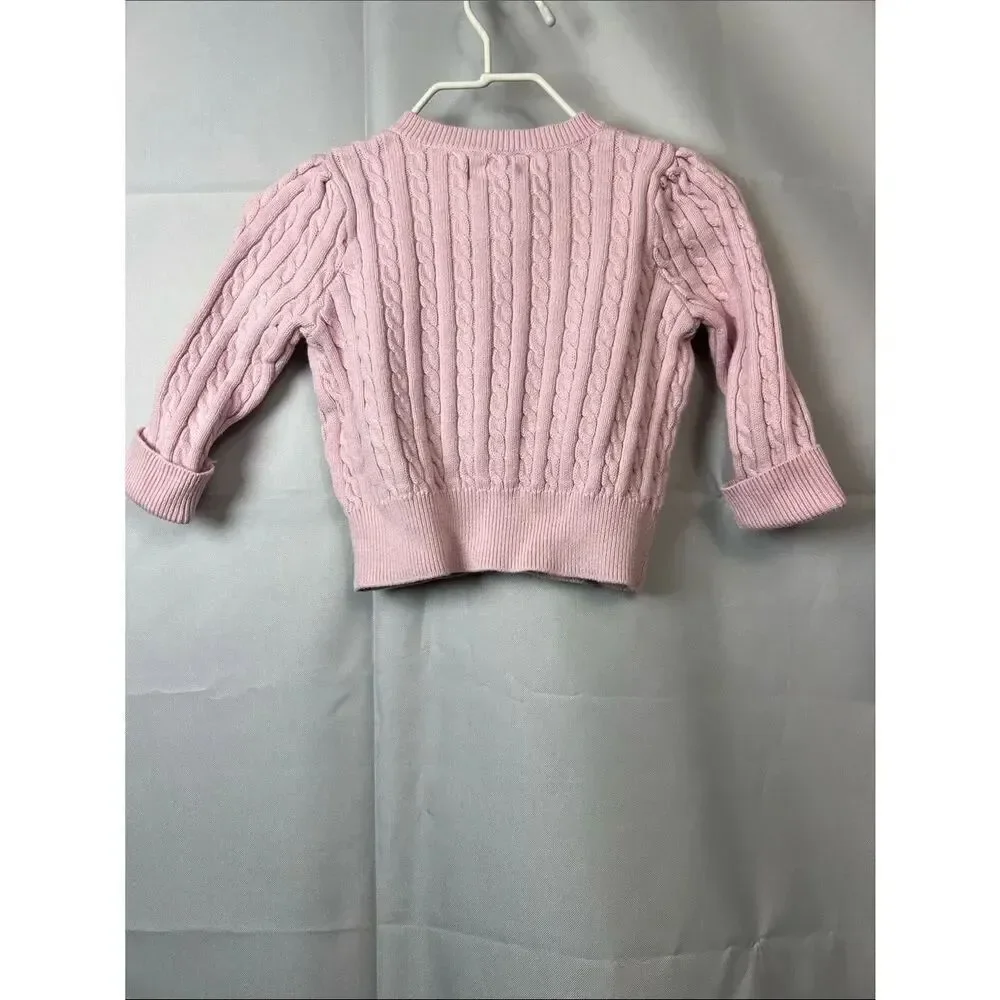 Ralph Lauren baby pink cotton cable cardigan sweater size 9 months